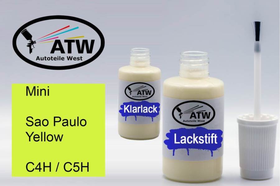 Mini, Sao Paulo Yellow, C4H / C5H: 20ml Lackstift + 20ml Klarlack - Set, von ATW Autoteile West.